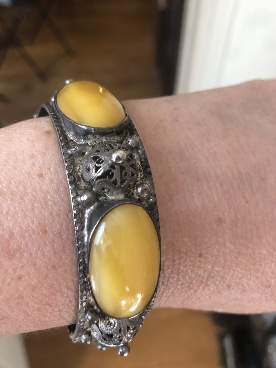 Bracelet ambre /argent -photo-3