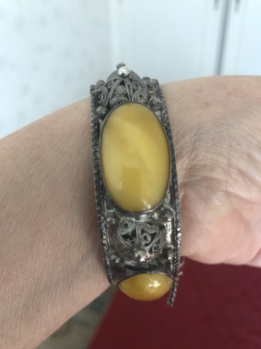 Bracelet ambre /argent -photo-4