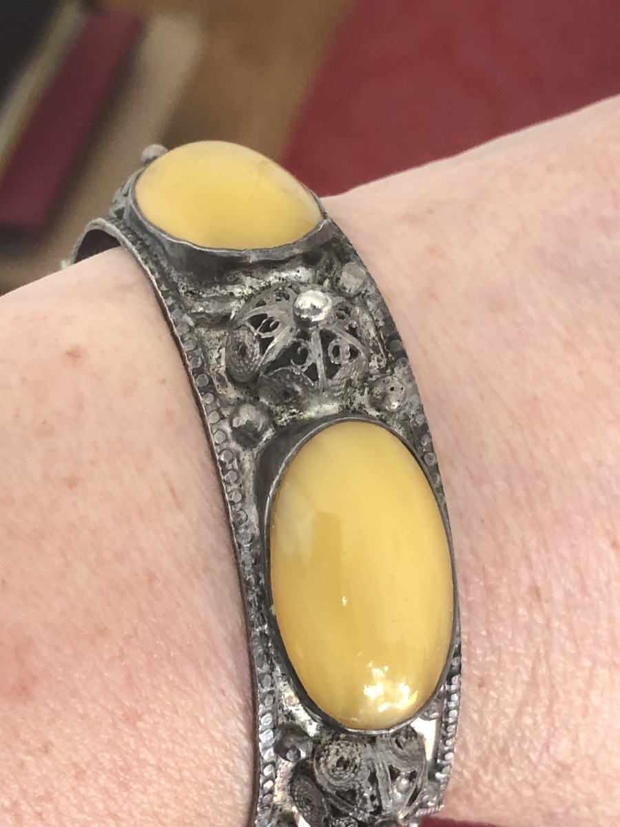 Bracelet ambre /argent -photo-3