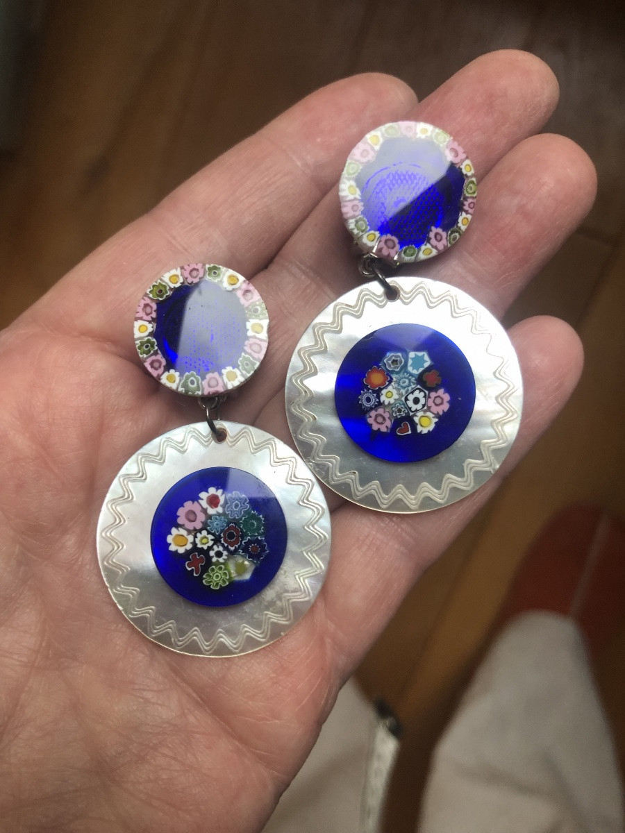 Mother-of-pearl / Murano Glass Earrings -photo-3