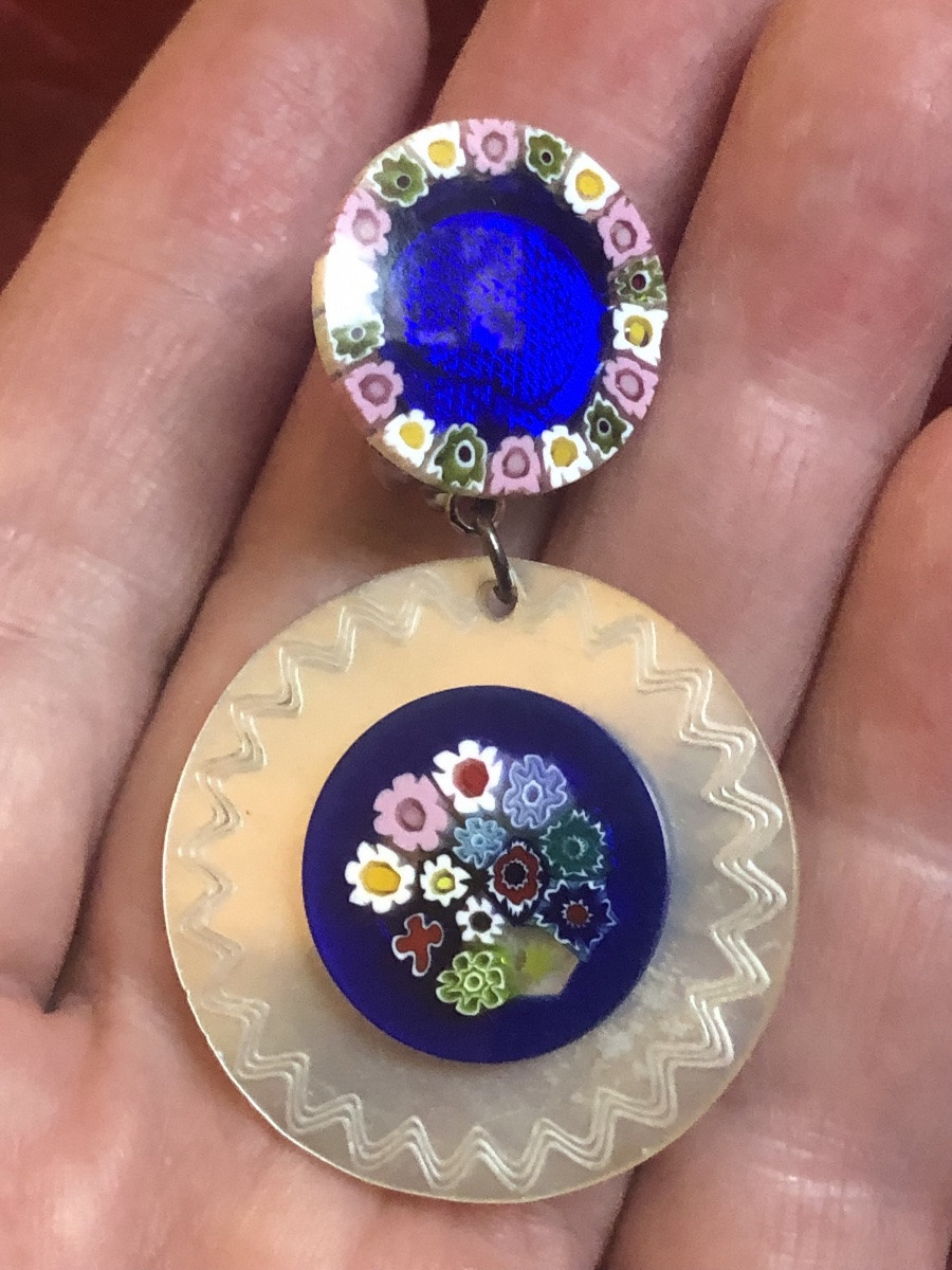 Mother-of-pearl / Murano Glass Earrings -photo-4