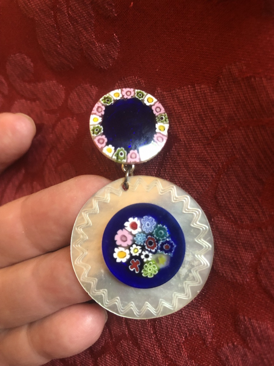 Mother-of-pearl / Murano Glass Earrings -photo-2