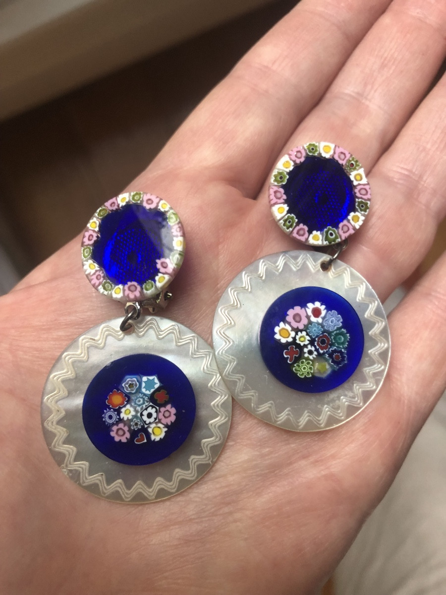 Mother-of-pearl / Murano Glass Earrings 
