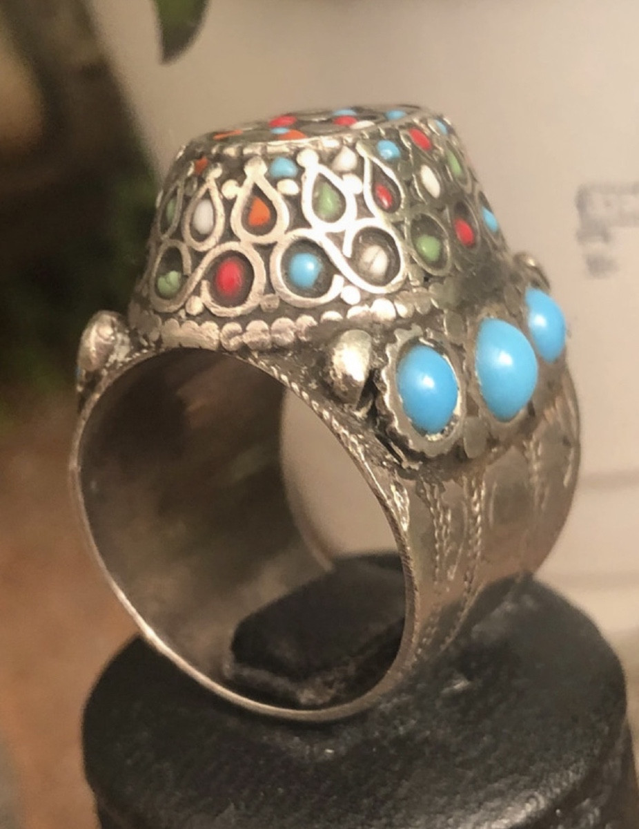Large Ethnic Silver Ring 