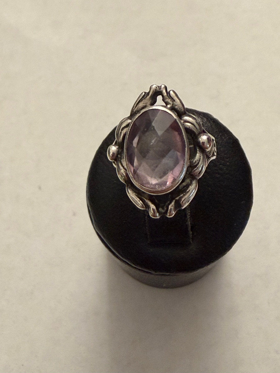 Bague Art-Nouveau argent améthyste -photo-3