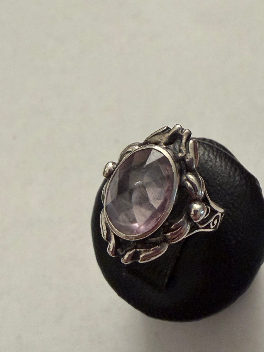 Bague Art-Nouveau argent améthyste -photo-4