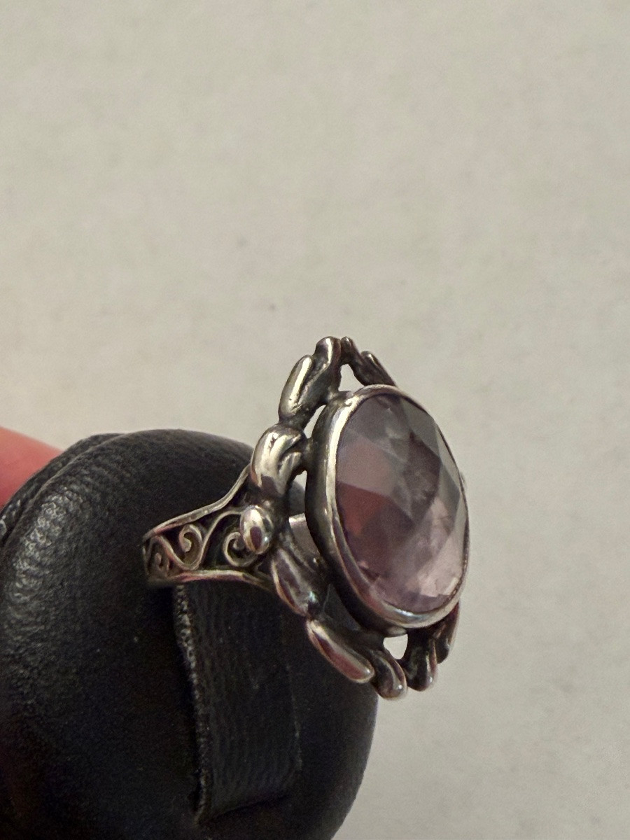 Bague Art-Nouveau argent améthyste -photo-1