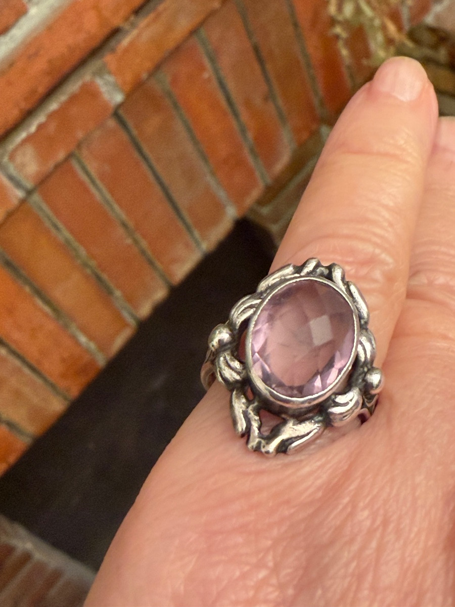 Bague Art-Nouveau argent améthyste 