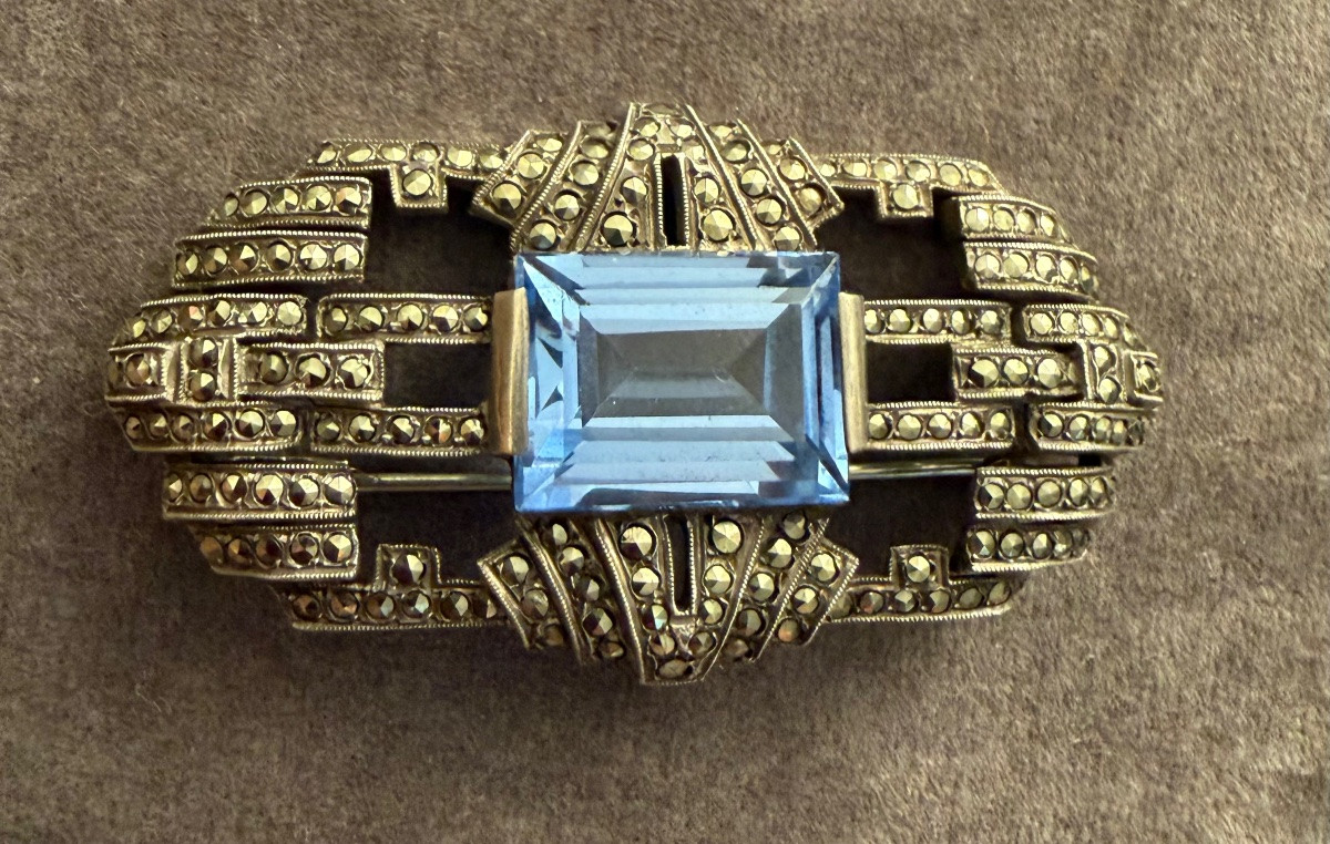 Broche  argent / marcassittes  Art-Déco -photo-2