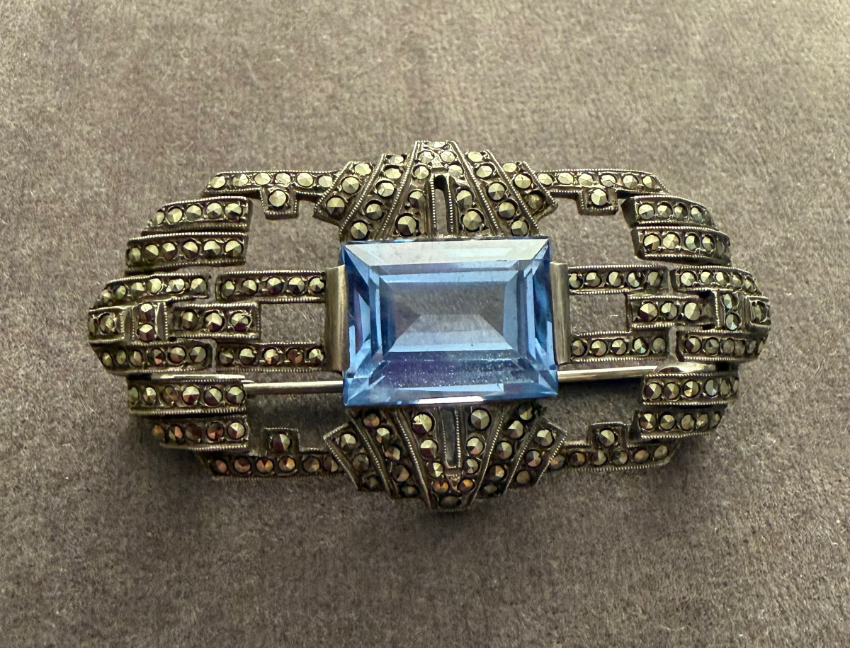 Broche  argent / marcassittes  Art-Déco -photo-3