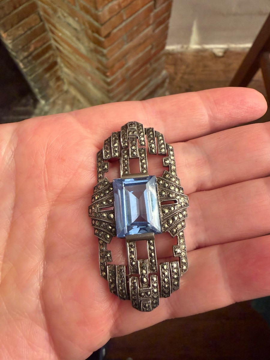 Broche  argent / marcassittes  Art-Déco -photo-1