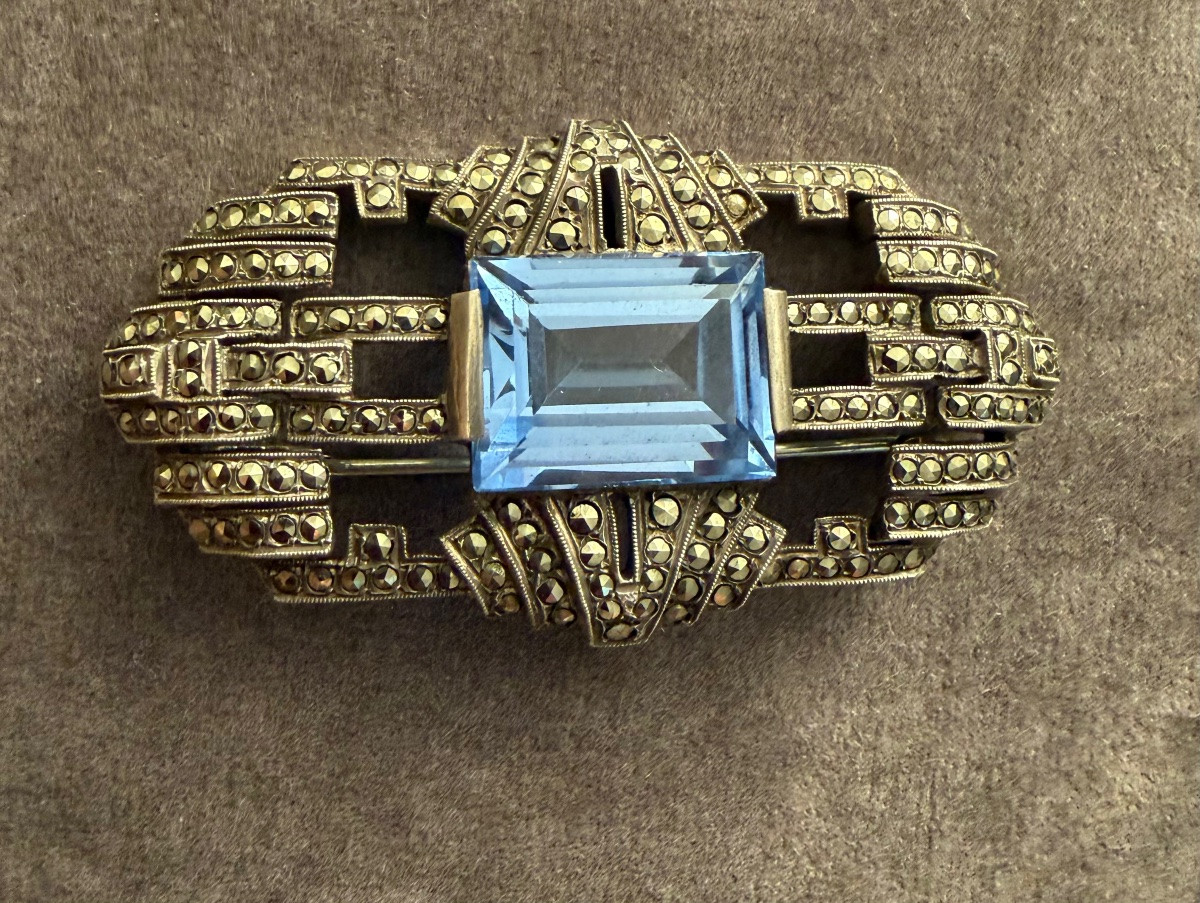 Broche  argent / marcassittes  Art-Déco -photo-3