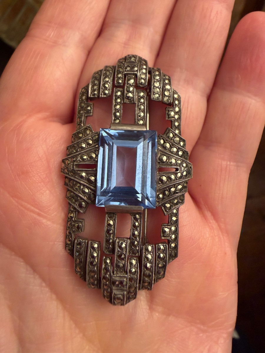 Broche  argent / marcassittes  Art-Déco 