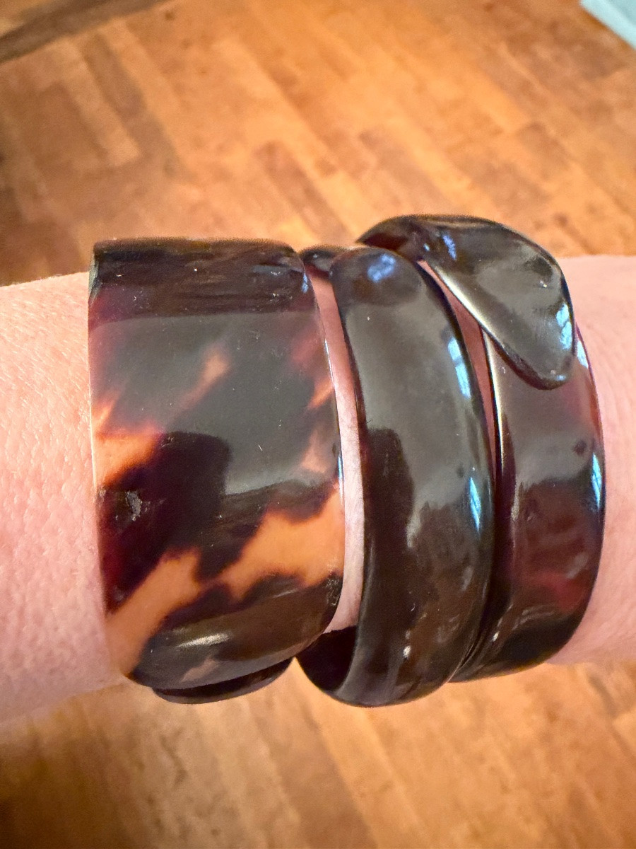 3 Art-deco Tortoiseshell Bracelets-photo-2