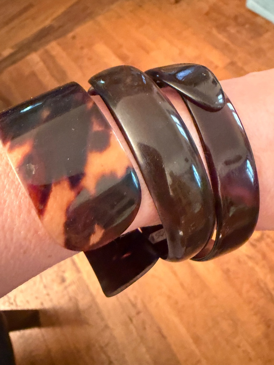 3 Art-deco Tortoiseshell Bracelets-photo-2