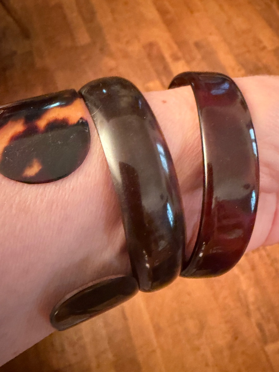 3 Art-deco Tortoiseshell Bracelets-photo-3