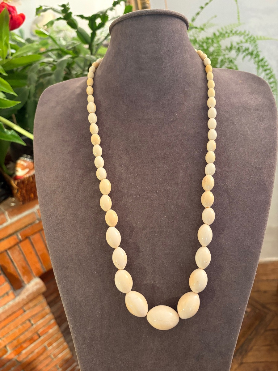 Sautoir - collier ancien ivoire -photo-3