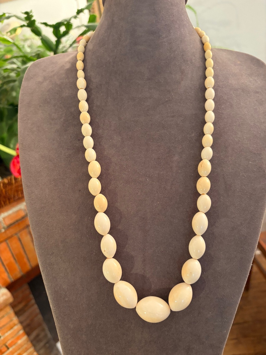 Sautoir - collier ancien ivoire -photo-2