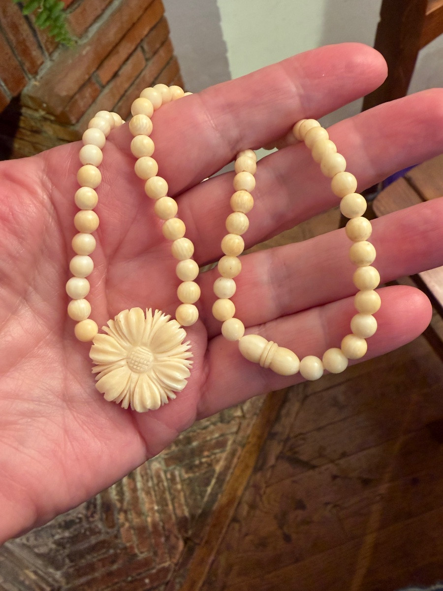 Petit collier Art-Nouveau ivoire -photo-3