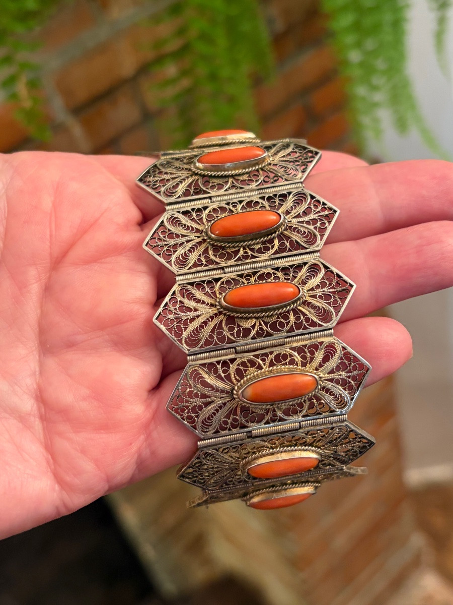 Bracelet corail / vermeil -photo-3