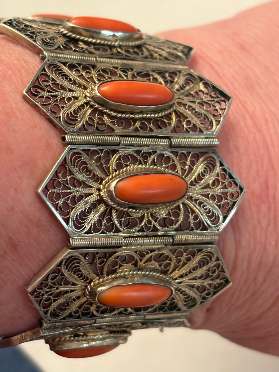 Bracelet corail / vermeil -photo-4