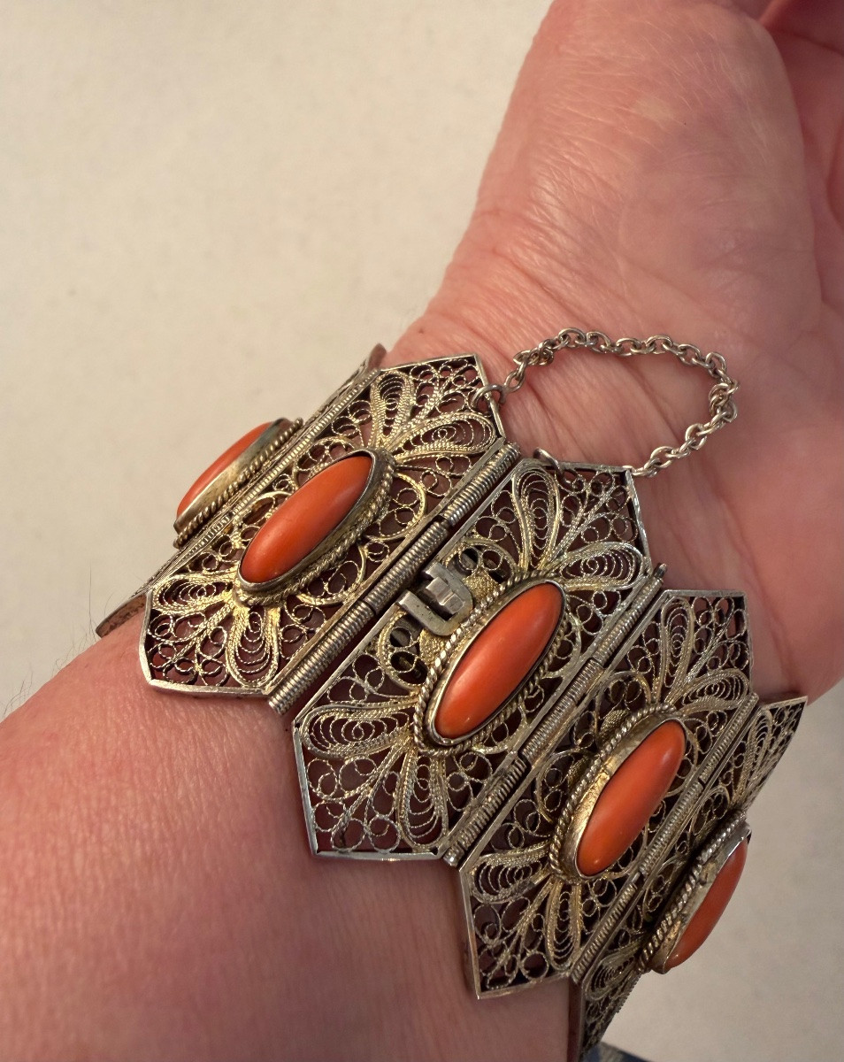 Bracelet corail / vermeil -photo-2