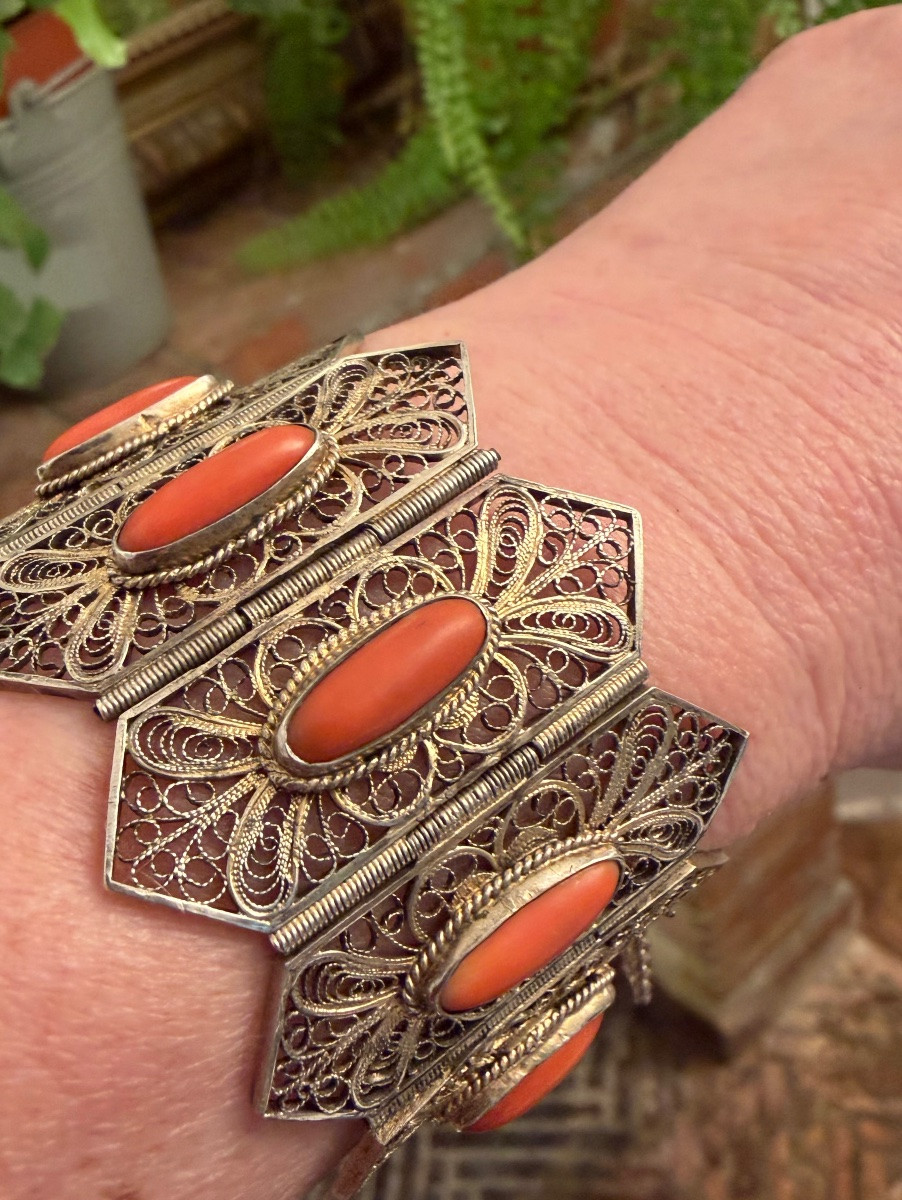 Bracelet corail / vermeil -photo-4