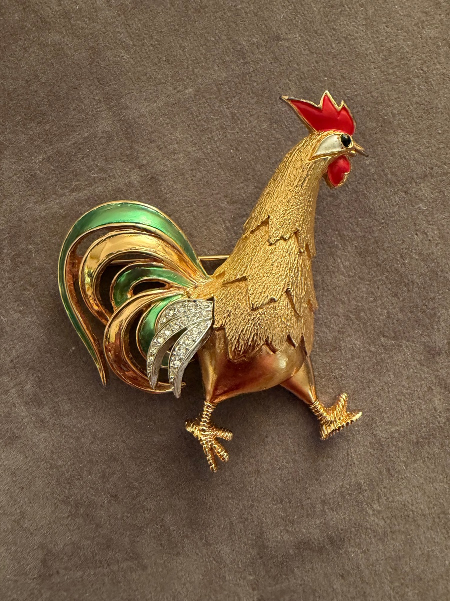 Broche coq années 50-60-photo-2