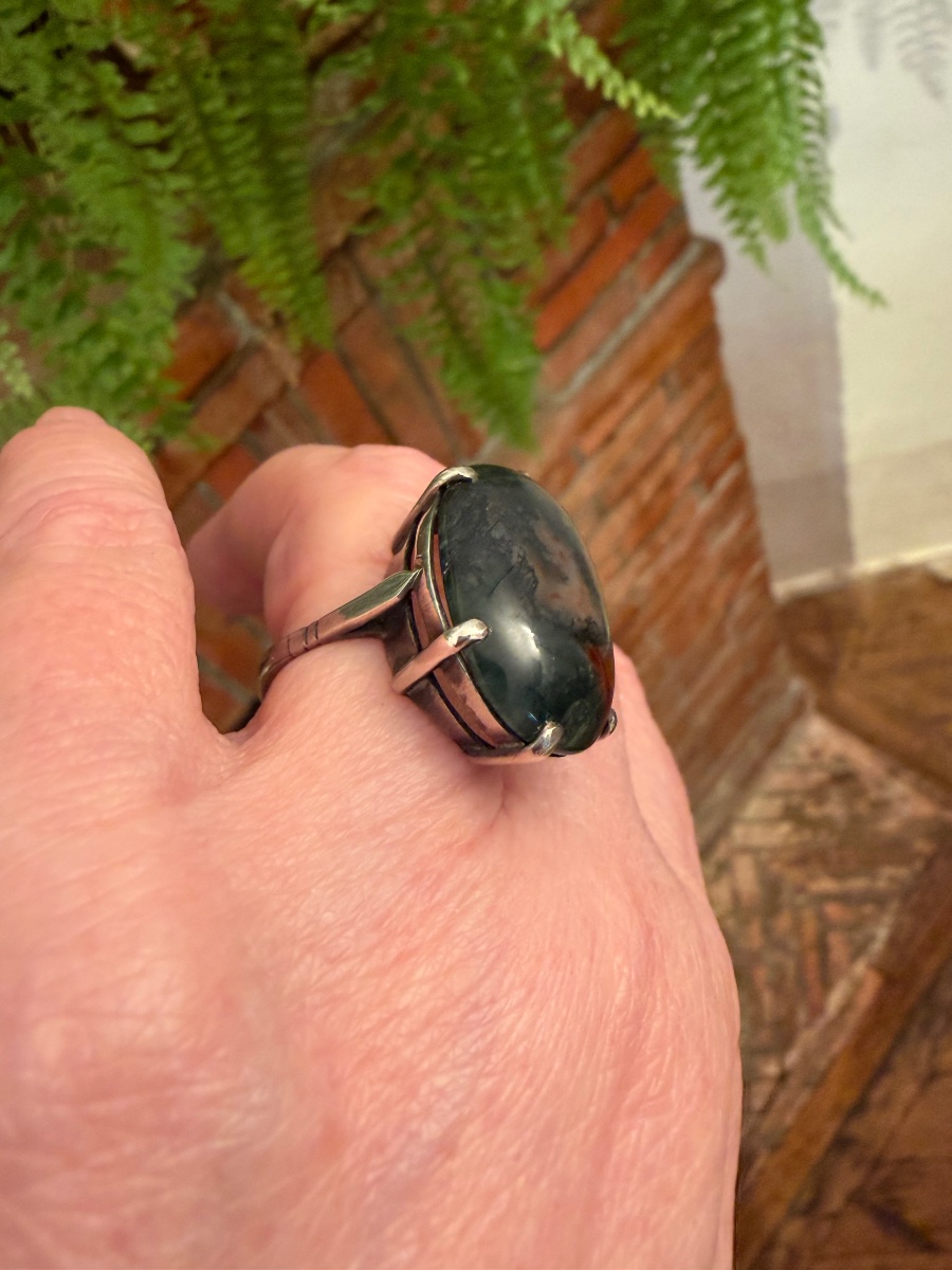 Bague argent /agate herborisé-photo-2