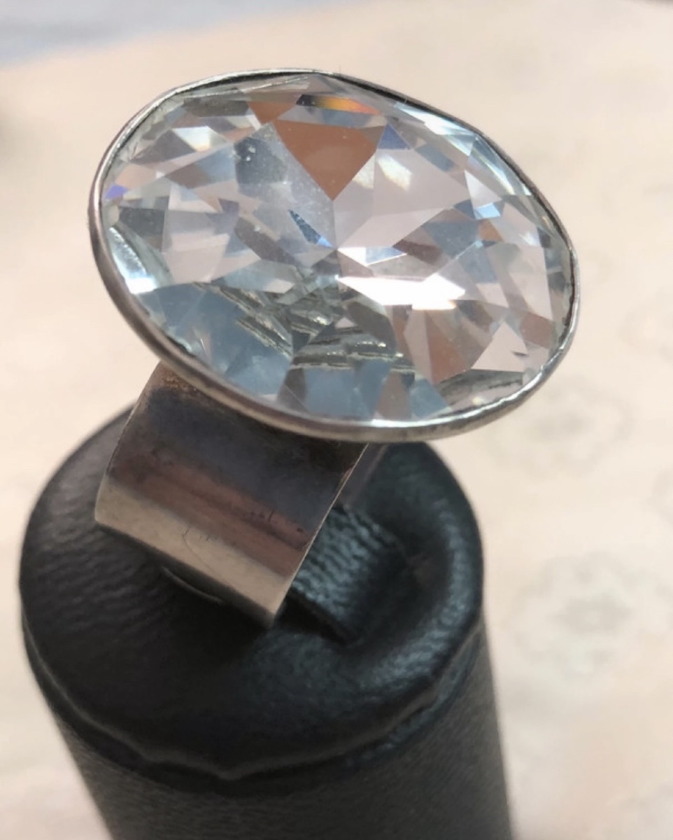 Grosse bague argent /cristal-photo-1