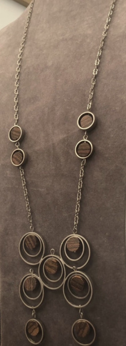 Sautoir métal / bois vintage -photo-1