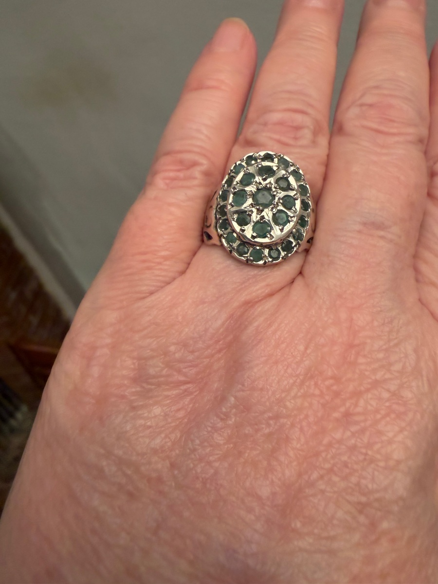 Bague argent / émeraudes-photo-2