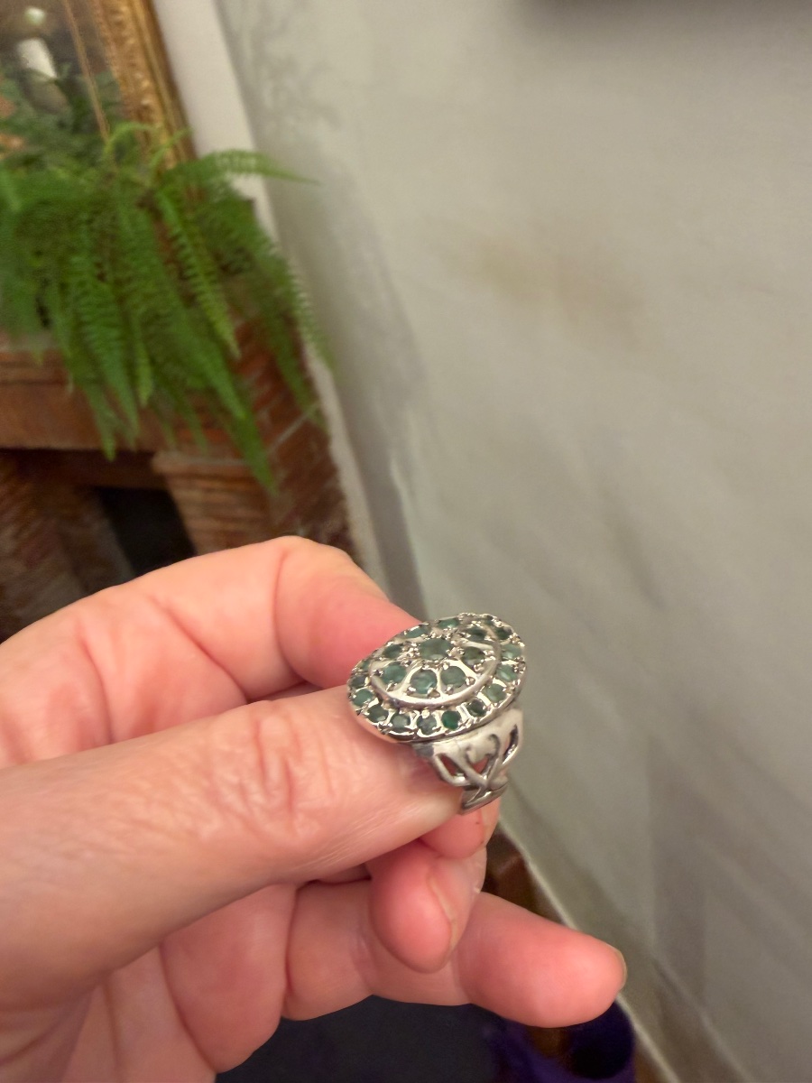 Bague argent / émeraudes-photo-3
