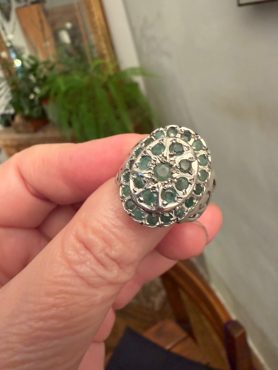 Bague argent / émeraudes-photo-1