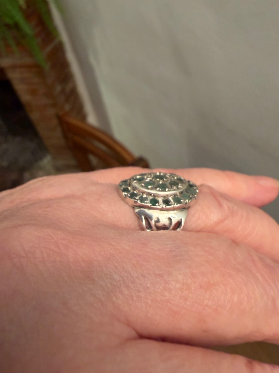 Bague argent / émeraudes-photo-2