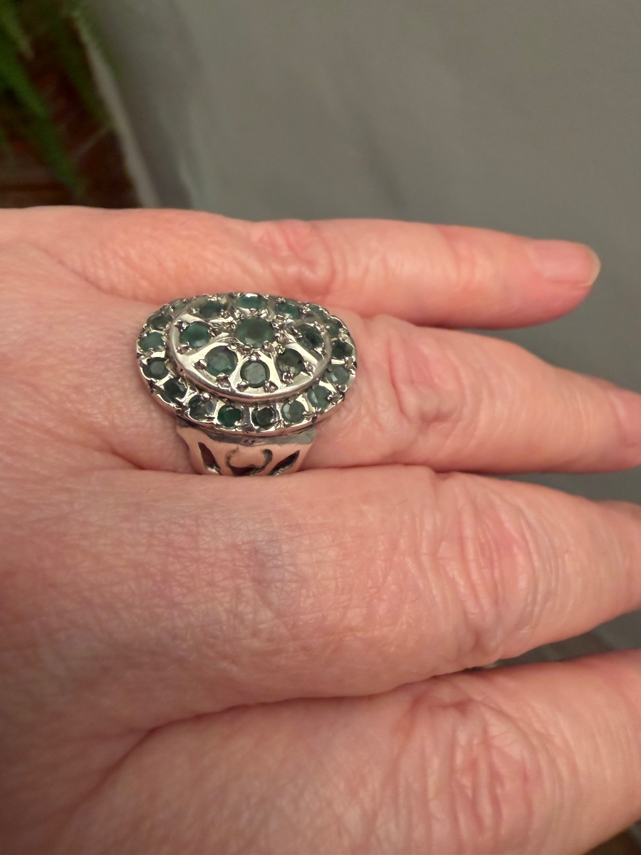 Bague argent / émeraudes