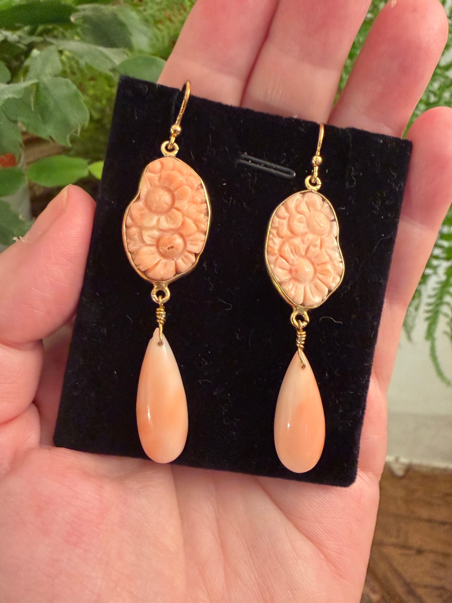 Boucles d’oreilles corail -photo-2