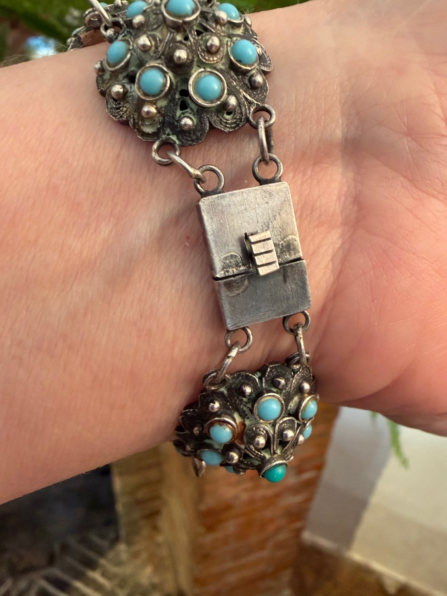 Vintage Silver And Turquoise Bracelet-photo-1