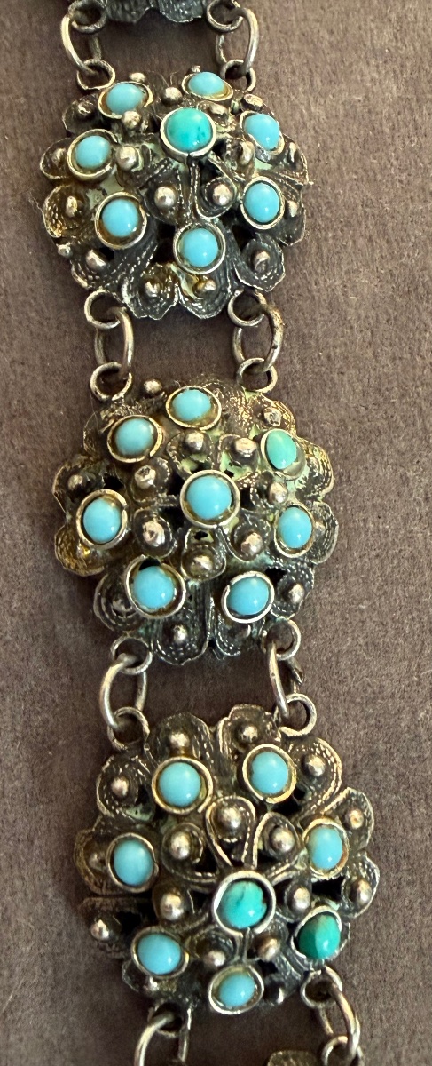 Vintage Silver And Turquoise Bracelet-photo-4