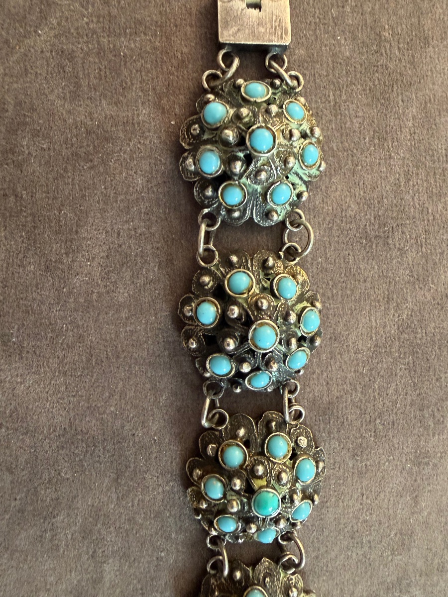 Vintage Silver And Turquoise Bracelet-photo-6