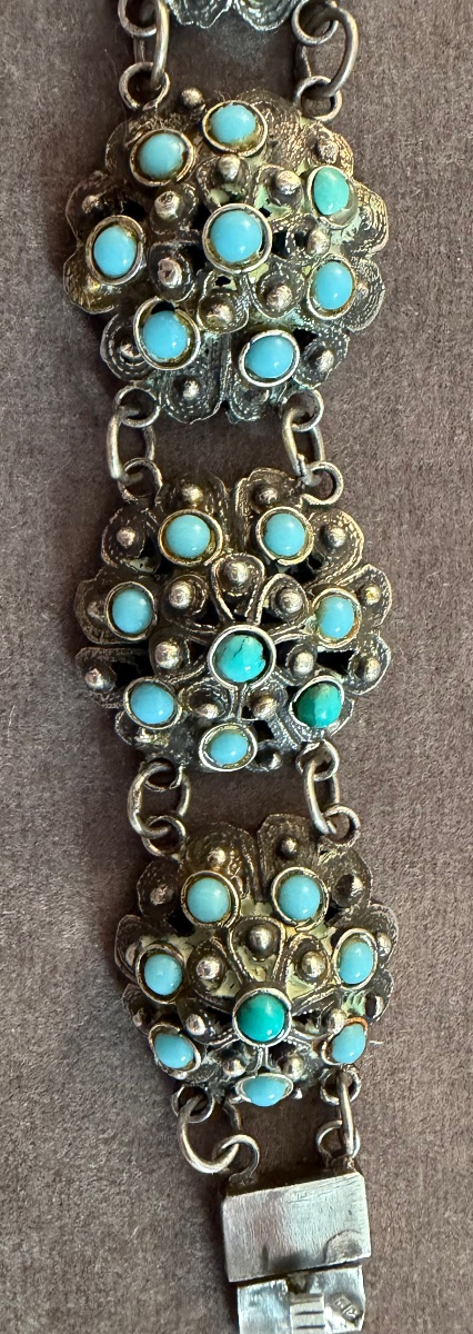 Vintage Silver And Turquoise Bracelet-photo-7