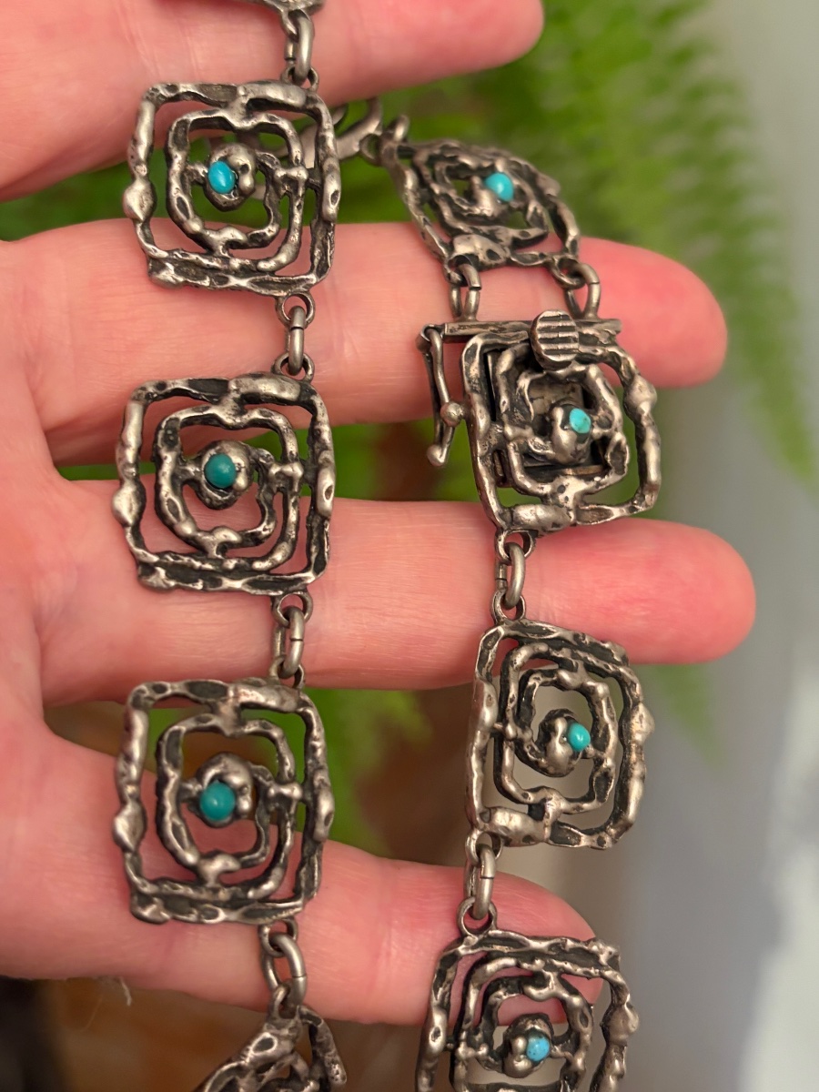 Silver And Turquoise Necklace-photo-5