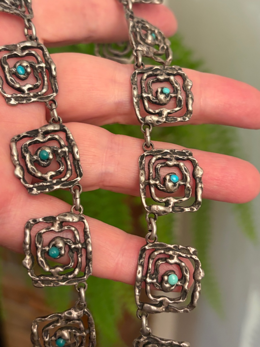 Silver And Turquoise Necklace-photo-6