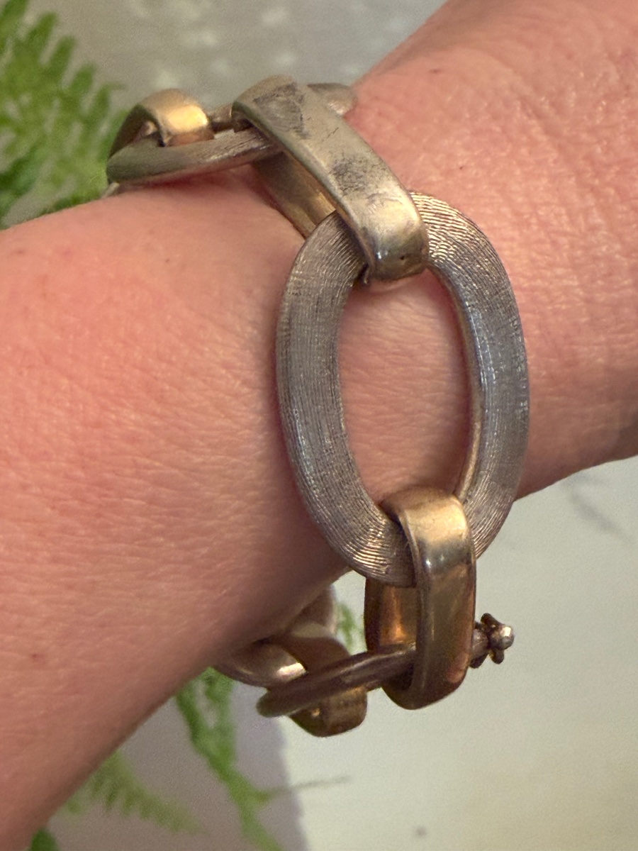 Bracelet vintage argent massif -photo-4
