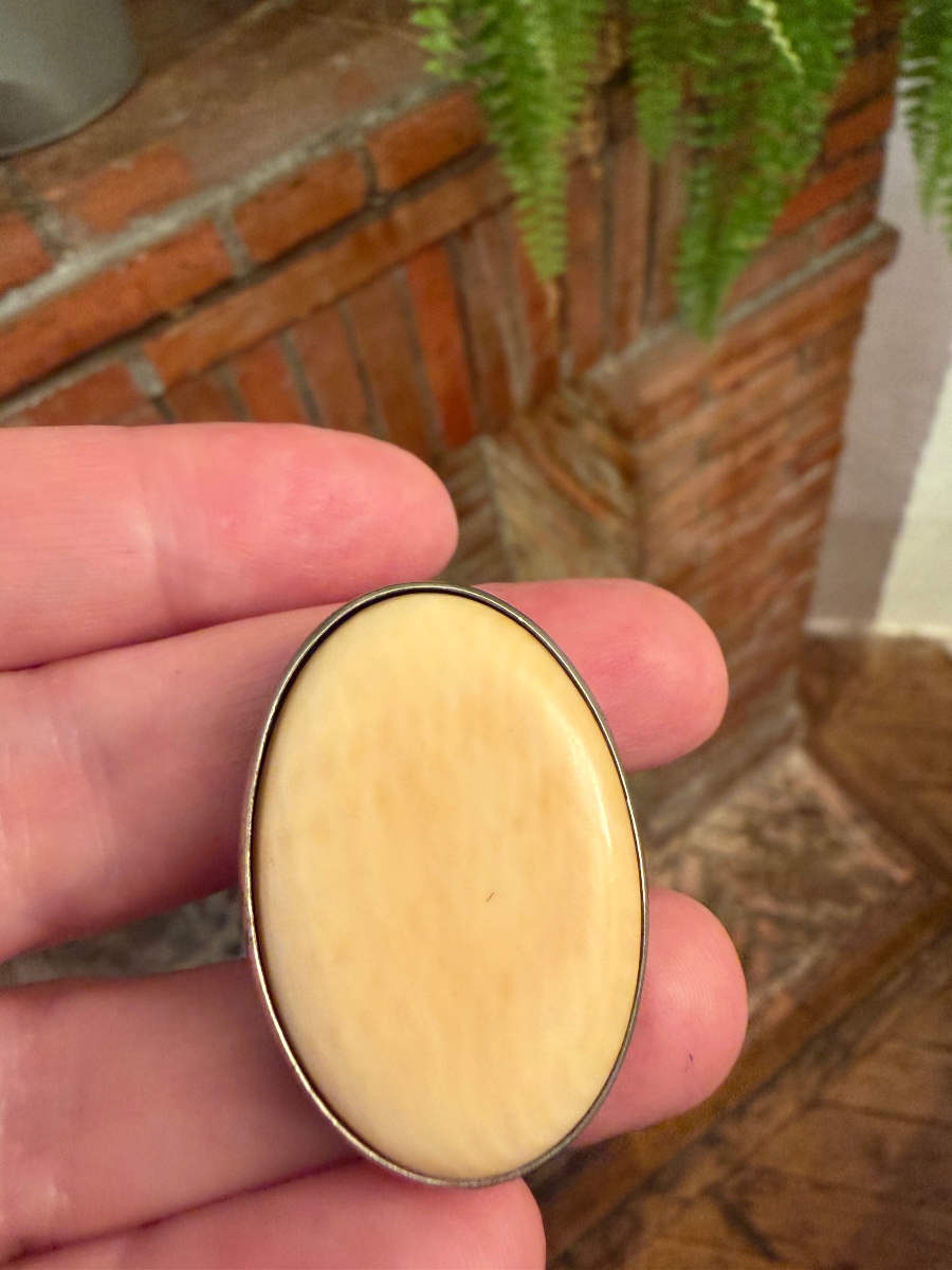 Vintage Ivory And Metal Ring -photo-3