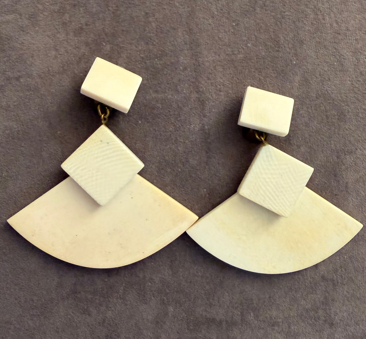 Boucles d’oreilles Art-Déco ivoire -photo-2
