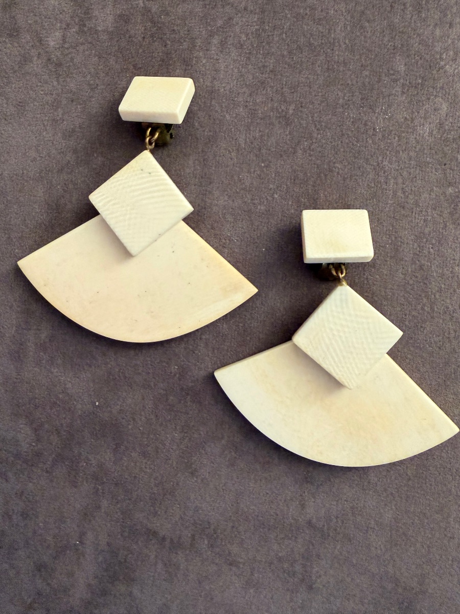 Boucles d’oreilles Art-Déco ivoire -photo-5