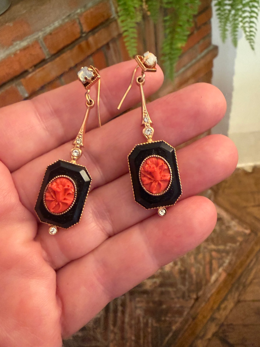 Boucles d’oreilles et bague vintage -photo-4