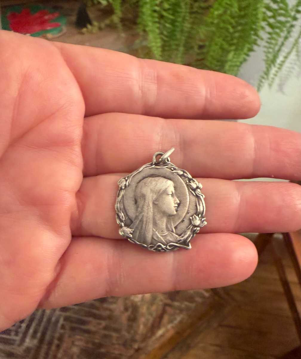 2 Silver Religious Medals -photo-1