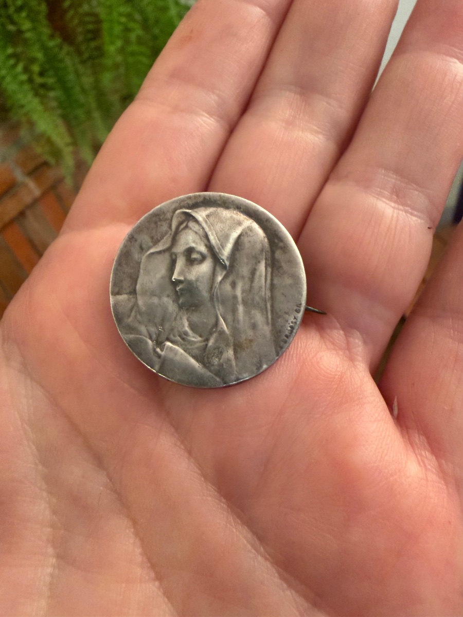 2 Silver Religious Medals -photo-3